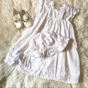 White Cotton Dress with Matching Hat